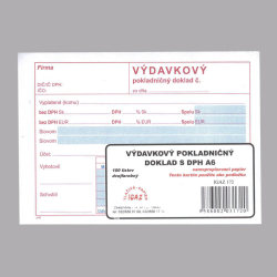 Vdavkov pokladnin doklad samoprepis A6 s DPH dvojfarebn