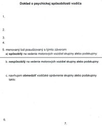 Doklad o psychickej sp�sobilosti vodi�a A7