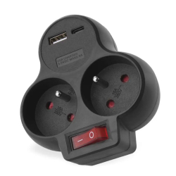 Rozbo�ovacia z�suvka 2�+1�USB-A+1�USB-C 5 V DC 3,4 A max. 17 W
