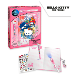 Zpisnk so zmkom a samolepkami s magickm perom Hello Kitty