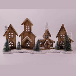 Vianon ozdoba kostol a dom dreven s LED osvetlenm 421476