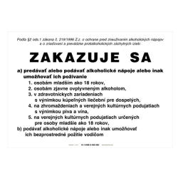 PIKTOGRAM 13418 OZNAM O ZAKAZE PREDAJA ALKOHOL.NAPOJOV A4 LAMIN.