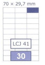 ETIKETY UNI 70,0x29,7 BIELE DATA LCJ 41,  100 hrkov, 3000 ks
