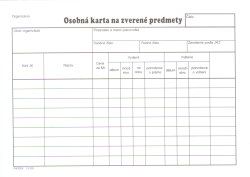 KARTA OSOBNA NA ZVERENE PREDMETY 10222