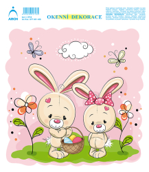 OKENN FLIA VEKONON ZAJACI S KOKOM 20x23 cm   5713