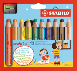 880/10-2 FARBIKY 10ks STABILO WOODY 3 v 1 SO STRHADLOM