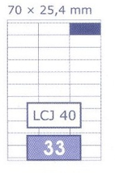 ETIKETY UNI 70,0x25,4 BIELE DATA LCJ 40,  100 hrkov, 3300 ks