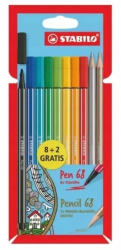 68 POPISOVAE 8ks STABILO Pen 68 + 2 CERUZKY
