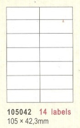 ETIKETY UNI 105x42,3 BIELE SOREX 100 hrkov, 1400 ks