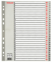 Register, plastov, A4 Maxi, 1-31, ESSELTE, siv