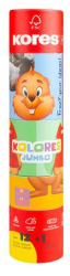 Farebn ceruzky, sada, trojhrann, jumbo, 1 strhadlo, KORES "KOLORES Twist & Turn", 12 rznych farieb