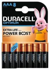 Batria, AAA mikrotukov, 8 ks, bez plastu, DURACELL Optimum
