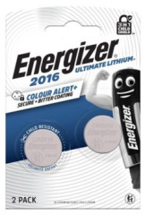 Gombkov batria, CR2016, 2 ks, indiktor farby, ENERGIZER "Ultimate Lithium Performance"