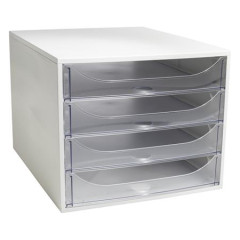 lon box na dokumenty, plastov, 4-zsuvkov, EXACOMPTA "Ecobox Office", siv-priehadn