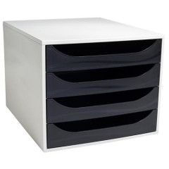 lon box na dokumenty, plastov, 4-zsuvkov, EXACOMPTA "Ecobox Office", siv-ierna