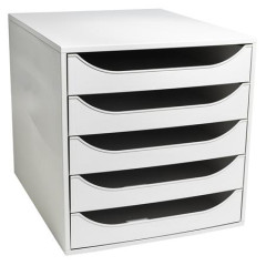 lon box na dokumenty, plastov, 5-zsuvkov, EXACOMPTA "Ecobox Office", siv