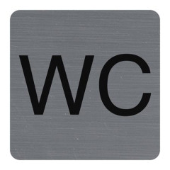 Informa�n� tabu�ka, samolepiaca, 7,5x7,5 cm, hlin�kov� vzh�ad, EXACOMPTA, "WC"