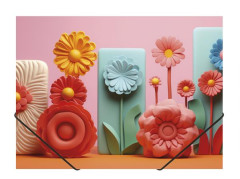 Doska s gumi�kou, 15 mm, PP, A4, PANTA PLAST, "Modern Flowers"