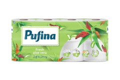 Toaletn papier, 3-vrstvov, mal kot, 8 kotov, PUFINA "Aloe Vera"