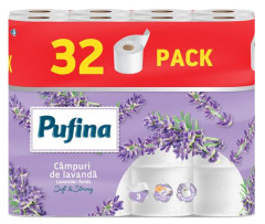 Toaletn� papier, 3-vrstvov�, mal� kot��, 32 kot��ov, PUFINA "Lavender Fields", s v��ou levandule