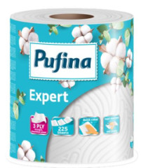Papierov utierky, 3-vrstvov, 225 listov, 1 kot, PUFINA "Expert"