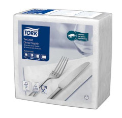 Servtka, 1/4 skladan, 2-vrstvov, 39,5x39 cm, Advanced, TORK "Textrovan Dinner", biela