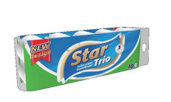 Toaletn papier, 3-vrstvov, mal kot, 10 kotov, "Star Trio"