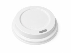 Vie�ko s otvorom na pitie, pre 2 dl papierov� poh�r, priemer: 75 mm, 50 ks, biele