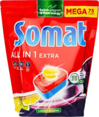 Tablety do umvaky riadu, 75 ks, SOMAT All in 1 Extra, Citrn & Limetka