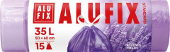 Vrecia na odpadky, za�ahovacie, parfumovan�, 35 l, 15 ks, 50x60 cm, 15 �, ALUFIX, levandu�a