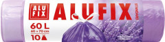 Vrecia na odpadky, za�ahovacie, parfumovan�, 60 l, 10 ks, 60x70 cm, 15 �, ALUFIX, levandu�a
