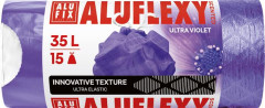 Vrecia na odpadky, za�ahovacie, LDPE, parfumovan�, 35 l, 15 ks, 53x53 cm, 20 �, ALUFIX "Aluflexy", fialov�