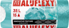Vrecia na odpadky, za�ahovacie, LDPE, parfumovan�, 35 l, 15 ks, 53x53 cm, 20 �, ALUFIX "Aluflexy", tyrkysov�