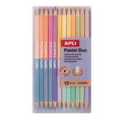Farebn ceruzky, sada, obojstrann, trojhrann, APLI "Pastel Duo", 24 rznych pastelovch farieb
