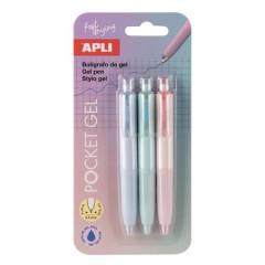 G�lov� pero, mini, 0,5 mm, stl��ac� mechanizmus, APLI "Pocket Gel", mix pastelov�ch farieb