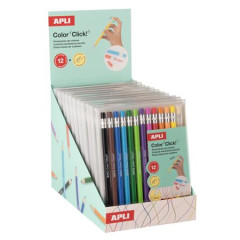 Farebn� mechanick� ceruzky, sada, displej, APLI "Color Click", 12 farieb