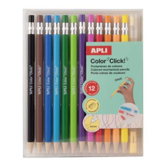 Farebn� mechanick� ceruzky, sada, APLI "Color Click", 12 farieb