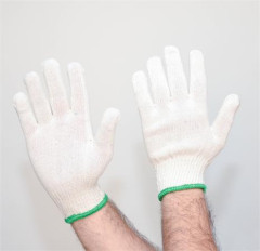 Bavlnen� rukavice, z mie�an�ch vl�kien, ve�kos� XL, 12 p�rov, kr�tky lem, pr�rodn� farba