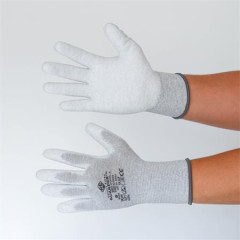 Ochrann� rukavice, s karb�nov�m vl�knom, dla� potiahnut� PU, ve�kos� L, bielo-siv�