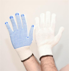 Ochrann� rukavice, z mie�an�ch vl�kien, s PVC bodkovan�m, ve�kos� XL, pr�rodn� biela