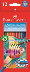 Akvarelov ceruzky, sada, eshrann, so tetcom, FABER-CASTELL, 12 rznych farieb