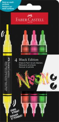 Dekoran popisova, sada, 1,0/3,0 mm, obojstrann, akrylov, FABER-CASTELL "Shake&Paint", 4 rzne nenov farby