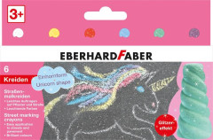 Krieda na asfalt, sada, EBERHARD FABER "Unicorn", 6 trblietav�ch farieb