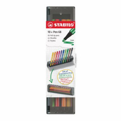 Fixky, sada, 1 mm, STABILO "Pen 68", 10 ks stolov� sada