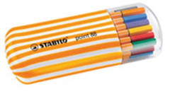Liner, sada, 0,4 mm, STABILO "Point 88 Zebrui", 20 r�znych farieb