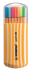Liner, sada, 0,4 mm, STABILO "Point 88 Zebrui", 15+5 r�znych farieb