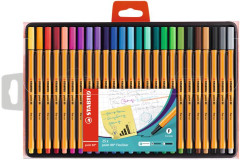Liner, sada, 0,4 mm, STABILO "Point 88", 25 r�znych farieb