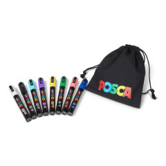 Dekora�n� popisova�, sada, 1,8-2,5 mm, UNI "Posca Pouch PC-5M", 8 r�znych farieb, v puzdre