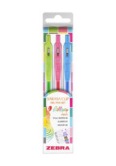 Sada glovch pier, 0,33 mm, s tlaidlom, ZEBRA Sarasa Clip Lollipop, 3 rzne farby