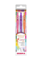 Sada glovch pier, 0,25 mm, s tlaidlom, ZEBRA Sarasa Clip Sunset, 3 rzne farby